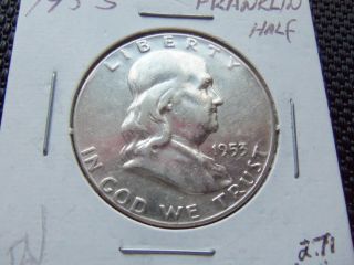 1953 P Ben Franklin Circulated Half Dollar photo