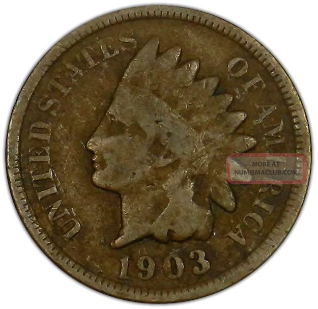1903 P Indian Head Cent 1c Penny Us Coin Circulated Brown B6