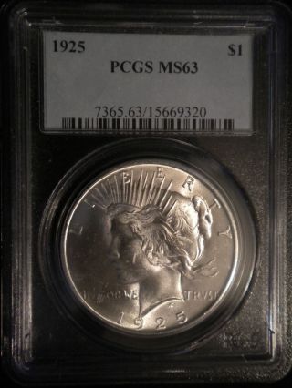 1925 Peace Silver Dollar Pcgs Ms63 Stunning Coin photo