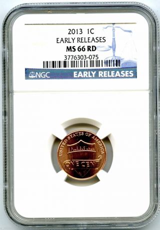 2013 Us Lincoln Cent Union Shield Ngc Ms66 Rd Early Releases Uncirculated photo
