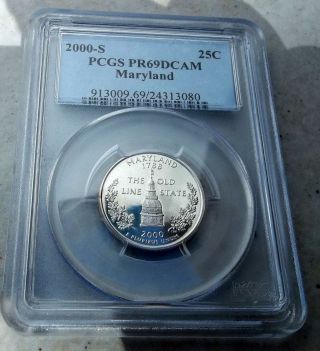 2000 - S Clad Maryland Md State Quarter Pr69dcam Pcgs photo