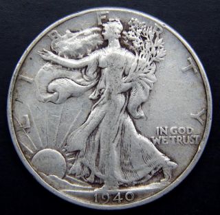 1940 50c Walking Liberty Half Dollar A Coin photo