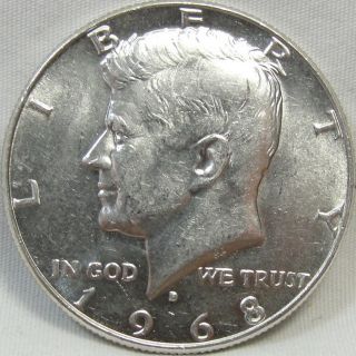 1968 - D 50c Kennedy Half Dollar,  Silver,  Jfk Half,  Unc,  Bu,  294 photo