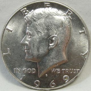 1969 - D 50c Kennedy Half Dollar,  Silver,  Jfk Half,  Unc,  Bu,  300 photo
