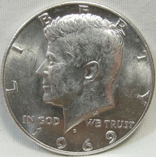 1969 - D 50c Kennedy Half Dollar,  Silver,  Jfk Half,  Unc,  Bu,  301 photo