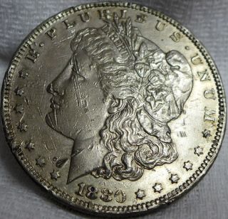 1880 - O 80/79 Micro O Morgan Silver Dollar Error 1880o Au/unc Orleans photo