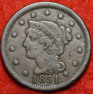 1851 Braided Hair Large Cent photo