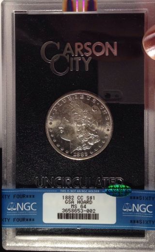 1882 - Cc $1 Ngc Ms 64 Cac Gsa Carson City Morgan Dollar photo