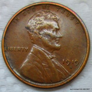 Choice About Uncirculated 1919 - S Wheat Penny Specimen photo