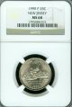1999 - P Jersey Quarter Ngc Ms68 2nd Finest Registry Pop - 23 1793458 - 015 Quarters photo 1