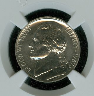 1987 - D Jefferson Nickel Ms67 6 Fs Ngc Finest Registry Pop - 13 Rare photo