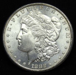 1882 S Gorgeous Morgan Silver Dollar Grade Gem Bu Shipped H453 photo