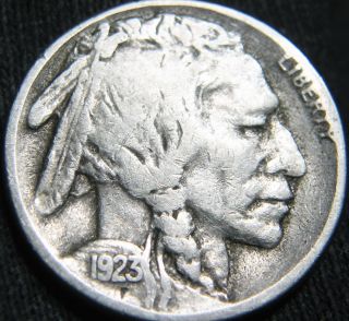 Sharp Fine/f+ 1923 - S Buffalo Nickel 5¢ Low Mintage 6 Million S&h Br90mu photo