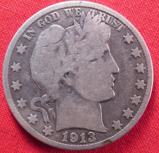 1913 - S Barber Half Dollar Full Rim Silver (1044) photo
