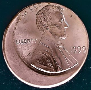 1999 Off Center Error Lincoln Cent Ch / Gem Bu Full Red Mis Struck O/c Coin L 5 photo