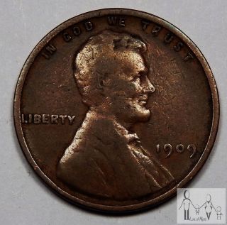 1909 (p) Vdb Very Good Vg Lincoln Wheat Cent Penny 1c Us Coin - 1 photo