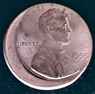 1999 Off Center Error Lincoln Cent Ch / Gem Bu Full Red Mis Struck O/c Coin L 3 photo