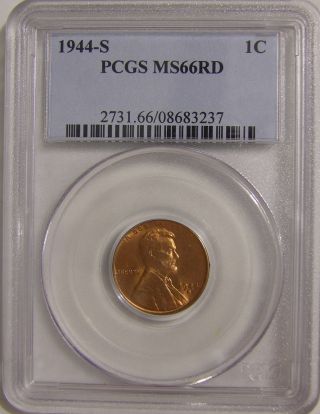 1944 S Lincoln Wheat,  Pcgs Ms 66 Red,  Af 797 photo