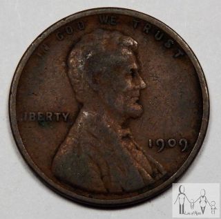 1909 (p) Vdb Very Good Vg Lincoln Wheat Cent Penny 1c Us Coin - 2 photo