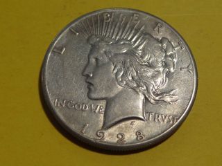 1928 - P Peace Silver Dollar Vf photo