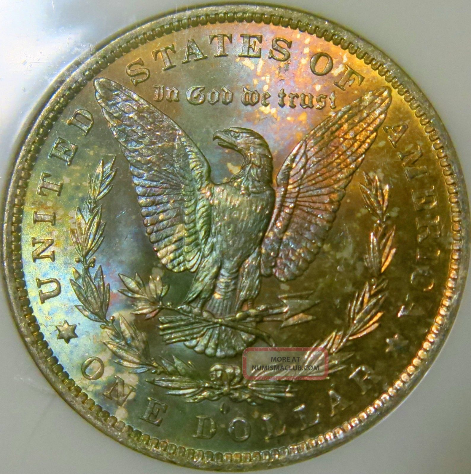 1884 O Morgan Silver Dollar Ngc Ms64 Cac Certified Monster Rainbow Toning