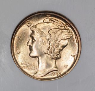 1945 - S Mercury Dime - Ngc 67 10c - Gold Toned Blazer photo
