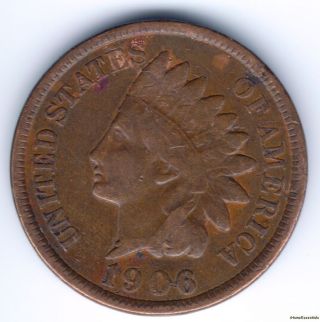 1 Cent 1906 Indian Head Penny Liberty Head Ef To Au,  Rich Brown Patina photo