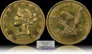 Key Date 1842 $10 Gold Eagle Ngc Unc - Details Polished (no Damage,  Coin) photo