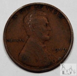 1909 (p) Vdb Very Good Vg Lincoln Wheat Cent Penny 1c Us Coin - 3 photo
