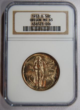 1933 D Oregon Trail Commemorative Half Dollar Ngc Ms65 photo
