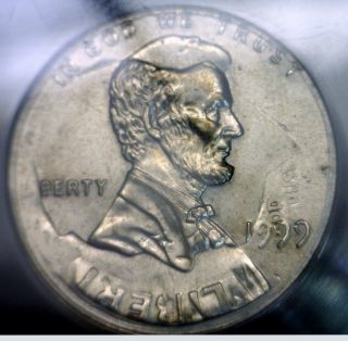 1999 Double Denom 11 Cent Pc Lincoln Cent Struck On Dime Planchet Anacs 65 Error photo