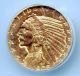 1908 - D Indian Head Half Eagle $5 Gold Coin Icg Ms 62 Gold photo 1