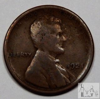 1921 S Very Good Vg Lincoln Wheat Cent Penny 1c Us Coin - 6 photo