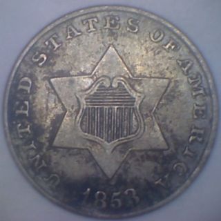 1853 (vf) Three Cent Silver photo