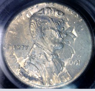 2001 Double Denom 11 Cent Pc Lincoln Cent Struck On Dime Planchet Pcgs 64 Error photo