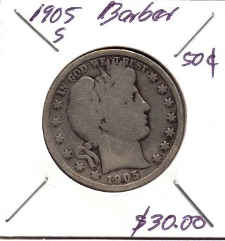 1905 S Barber Half Dollar Silver photo