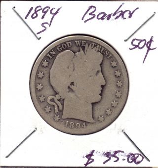 1894 S Barber Half Dollar Silver1 photo