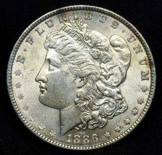 1886 Attractive Morgan Silver Dollar Toned Grade Ch Bu Shipped H484 photo