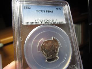 Proof 3 Cent Nickel 1883 Pcgs Pr - 65 A Beauty For The Grade photo