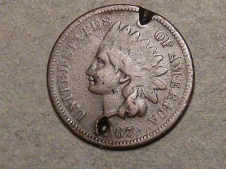 1867 Indian Head Cent (vg) 2344a photo