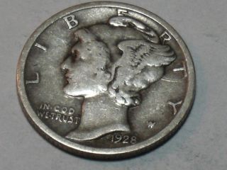 1928 Mercury Silver Dime 3357a photo