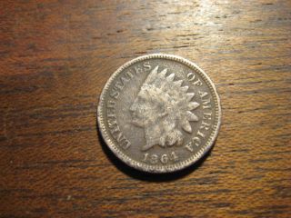 1864 Indian Head Penny One 1 Cent Better Copper Nickel Coin Must Se photo