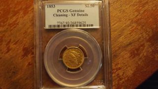 1853 Liberty $2.  50 Gold Coin Pcgs Cleaning - Xf Details Uncirculated photo