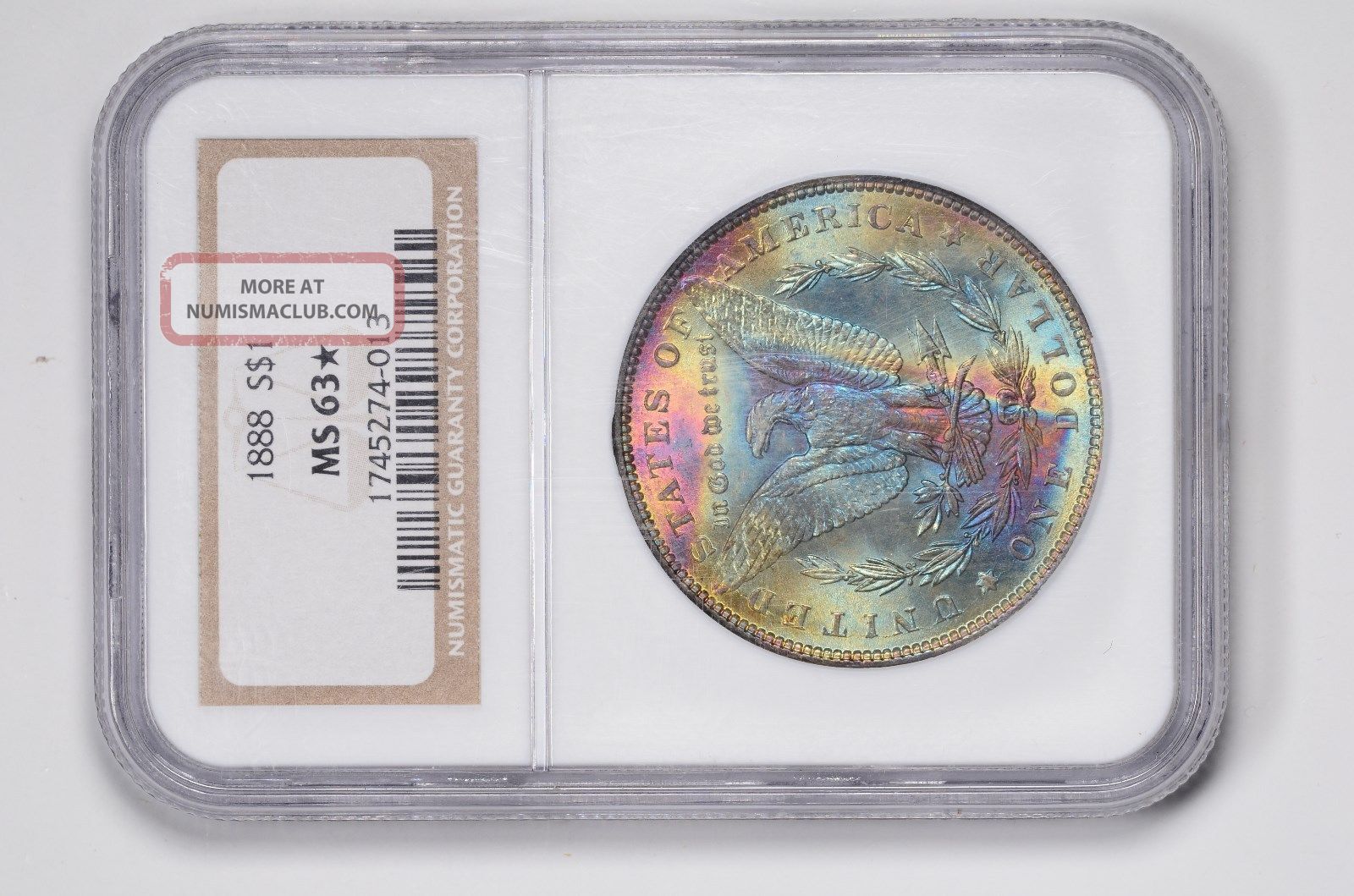 Wild Toned Morgan 1888 Ngc Ms63 Silver Dollar