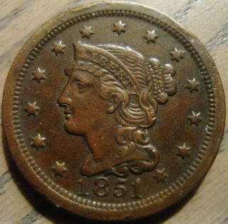 1851 Braided Hair Large Cent Very With Classic Toning 92 photo