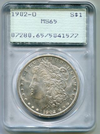 1902 - O Morgan Silver Dollar Pcgs Ms65 Rattler Holder Ogh photo