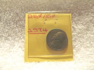 1974 Quarter Struck On 5 Cent Planchet Error photo