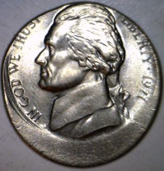 1971 Rare Date Error Full Steps Gem Bu Off Center Jefferson Nickel Fs O/c Coin photo