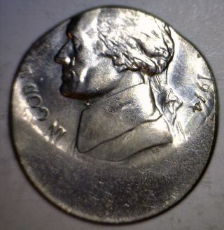 1974 Error 30% Off Center Jefferson Nickel Ch Bu Near Full Step Fs O/c Coin 2 photo