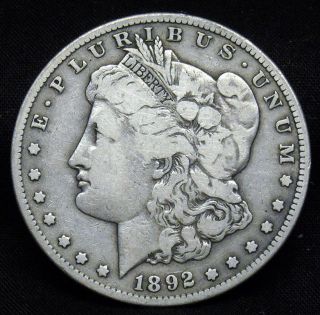 1892 S Morgan Silver Dollar Grade Vf B349 photo